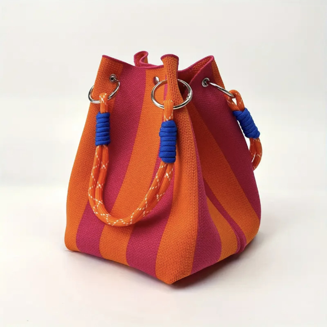 Knitted Orange & Pink Tote Mini Square Bag