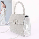 Silver Crystal Rhinestone Adorned Handbag