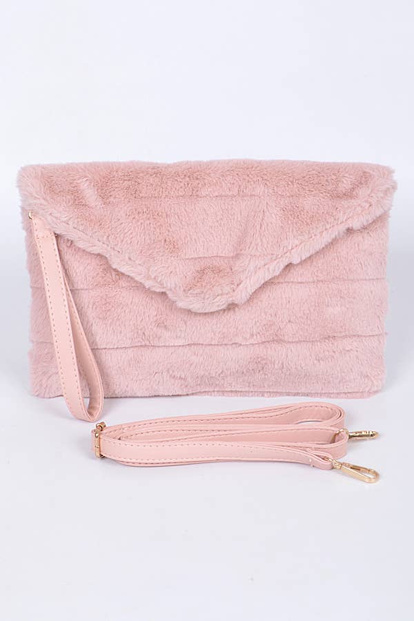 Candy Pink Faux Fur Clutch Bag