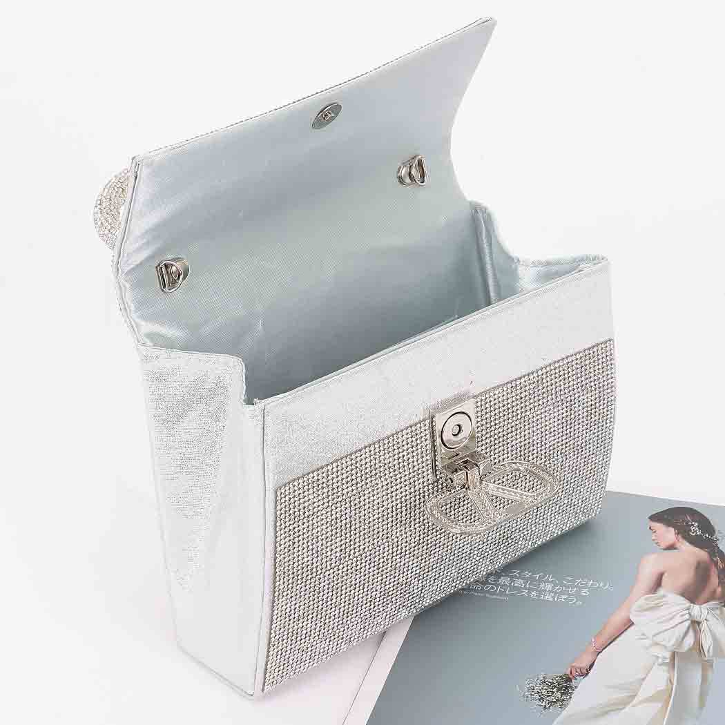 Silver Crystal Rhinestone Adorned Handbag