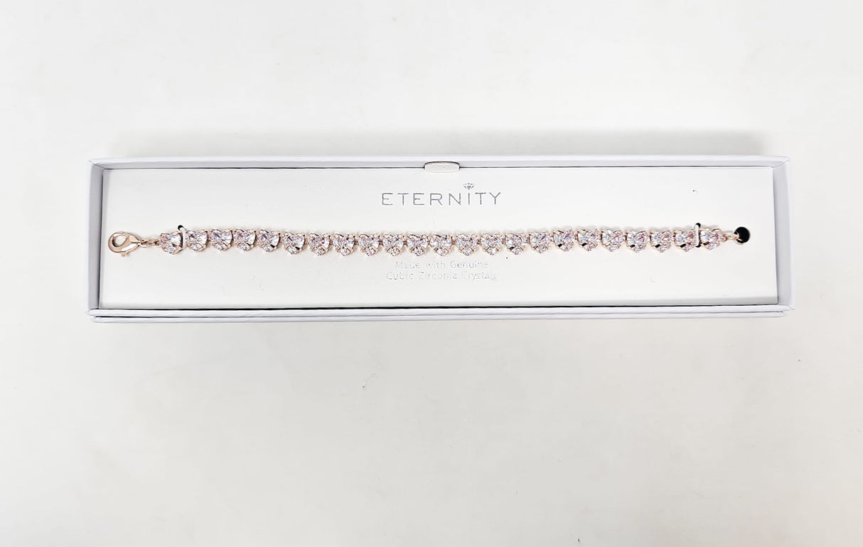 Eternity Cubic Zirconia Rose Gold Heart Bracelet