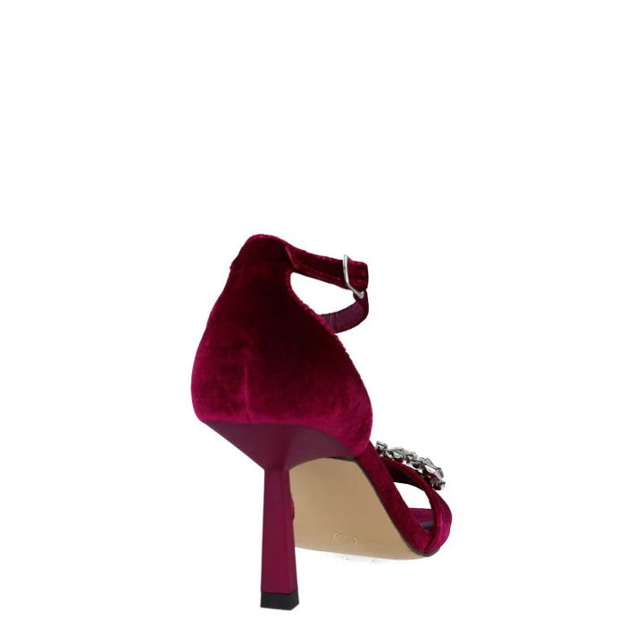 Menbur Magenta Red Velvet Heel Sandals