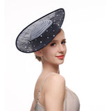 Navy Pearl Embellished Disc Fascinator