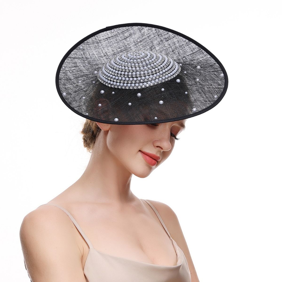 Black Pearl Embellished Disc Fascinator