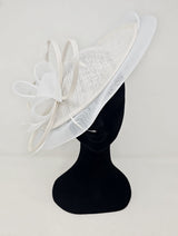 White Flower Looped Disc Large Fascinator
