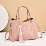 Blush Pink Satin Suede Look Print Handbag
