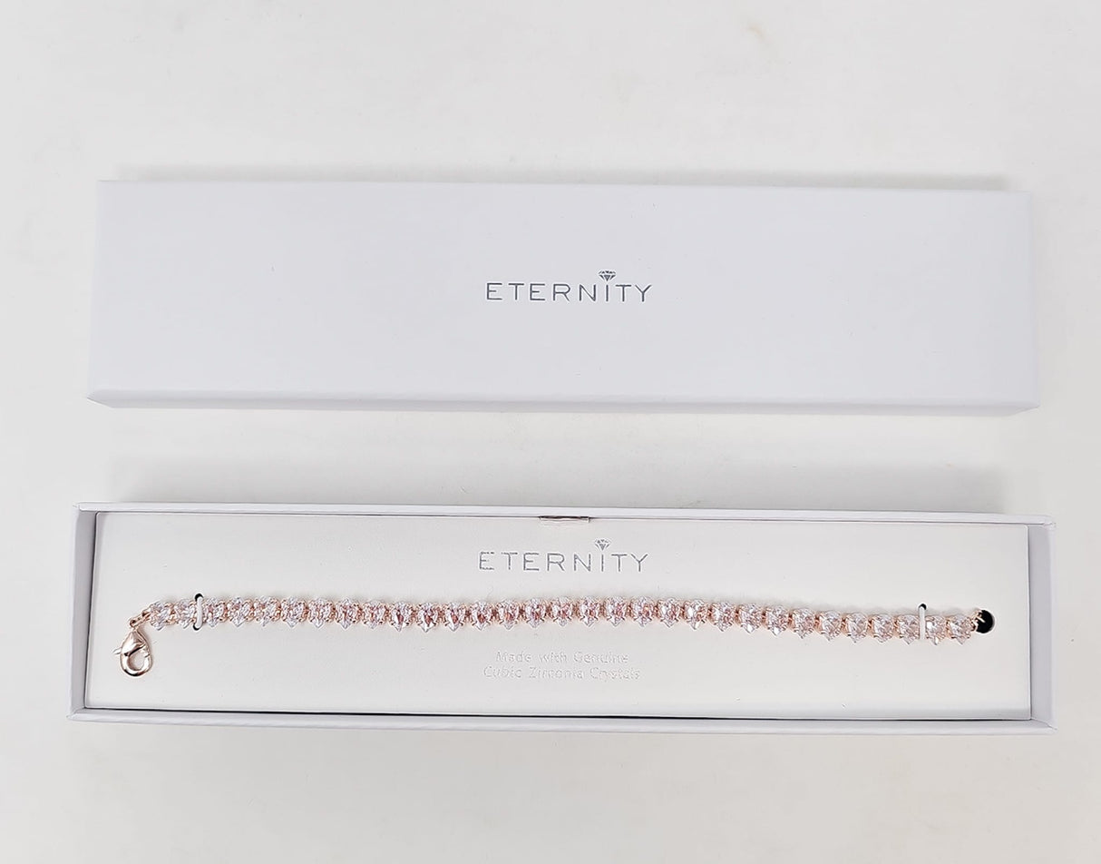 Eternity Cubic Zirconia Rose Gold Oval Gem Bracelet