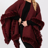 Silver Grey Faux Fur Trim Luxury Cape