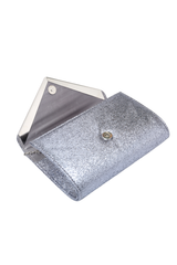 Sparkling Silver Glitter V Evening Clutch Bag