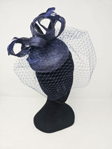 Navy Veil Net Looped Hairband Fascinator