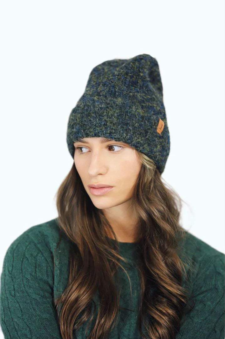 Green Cable Knit Beanie Hat