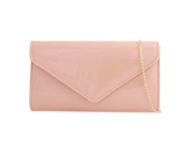 Pale Nude Patent Clutch Bag