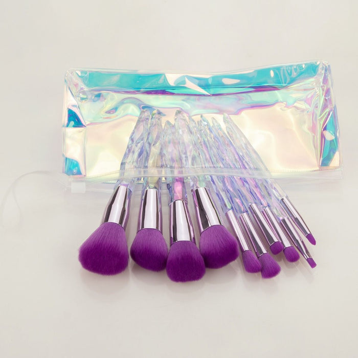 Crystal Purple 10 Piece Make-Up Brush Set