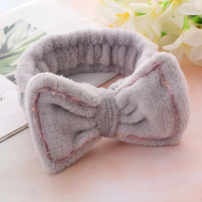 Grey Sequin Bow Headband