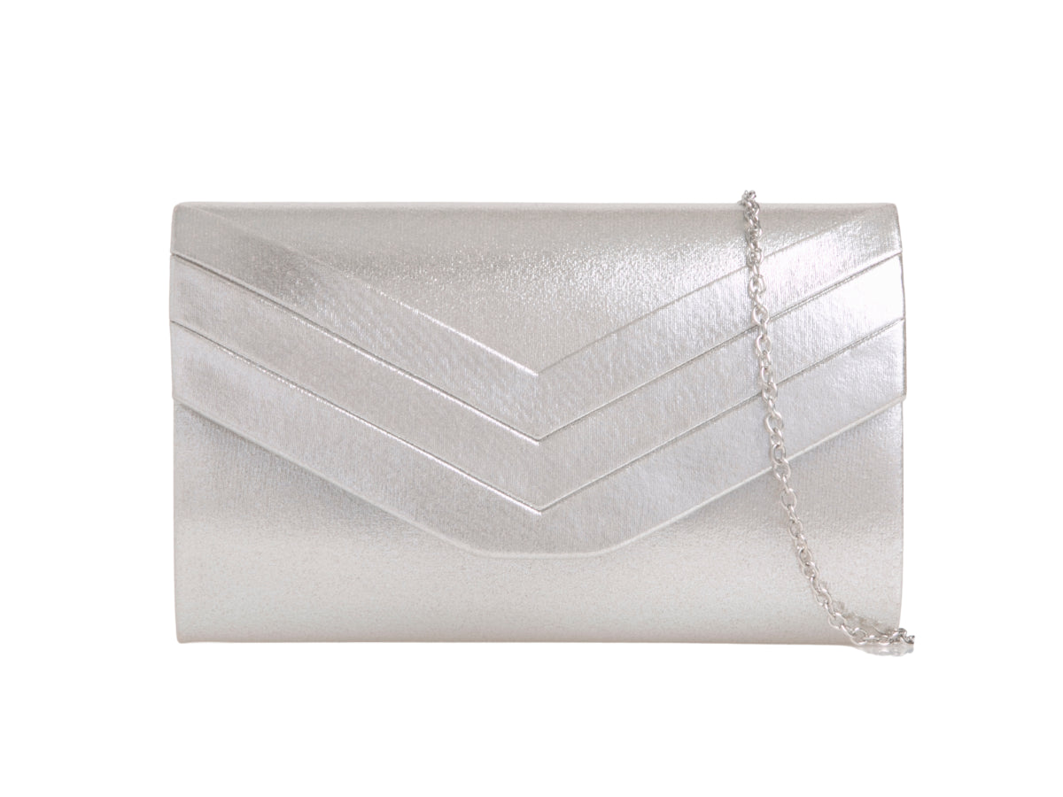 Silver Shimmer Envelope Clutch Bag