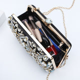 Crystal Deco Black & Blue Clutch Bag