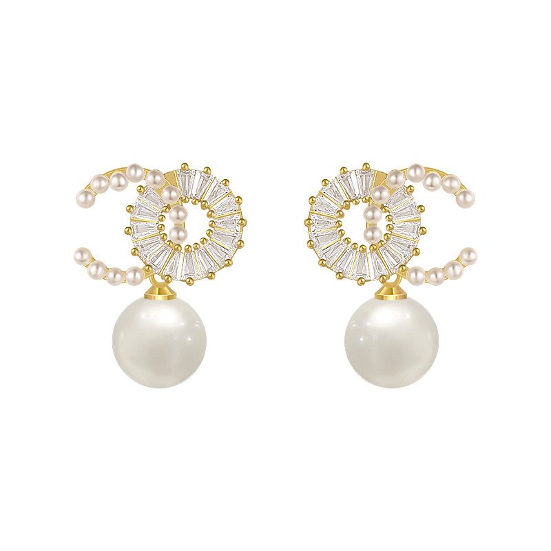 Ivory Pearl & Diamanté Drop Earring