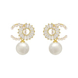 Ivory Pearl & Diamanté Drop Earring