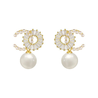 Ivory Pearl & Diamanté Drop Earring