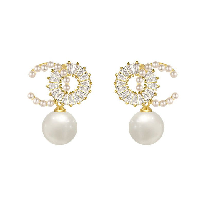 Ivory Pearl & Diamanté Drop Earring