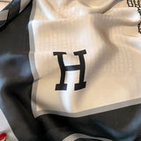 H Black & Natural Ivory Satin Feel Scarf