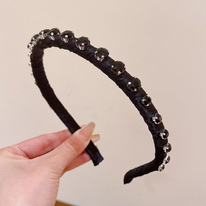 Black Crystal Beaded Hairband