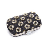 Crystal Flowers Black Clutch Bag