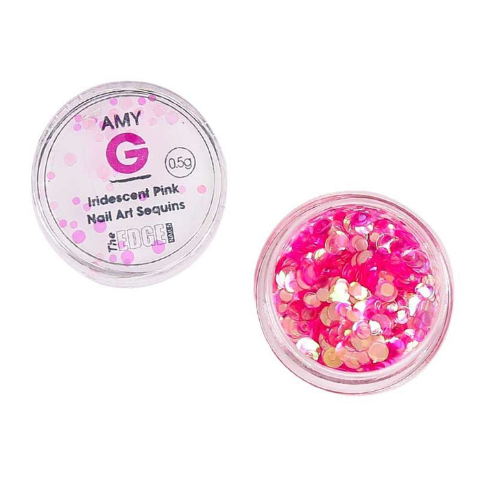 The Edge Nails Amy G Iridescent Pink Nail Art Sequins
