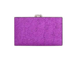 Purple Glitter Diamanté Box Clutch Bag