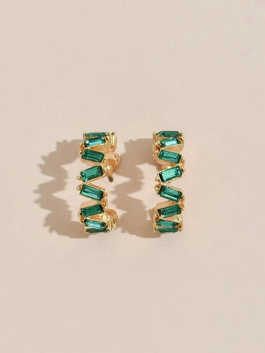 Abstract Emerald Green Jewel Crystal Earrings - Franklins