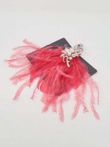 Amelia Coral Crystal & Pearl Feather Hairpiece - Franklins
