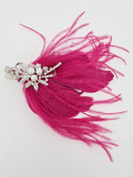 Amelia Fuchsia Crystal & Pearl Feather Hairpiece - Franklins