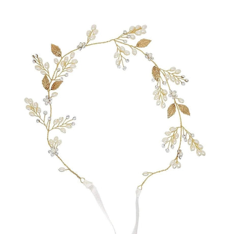 Aphrodite Gold Leaf Pearl Hair Vine - Franklins