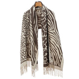 Beige & Coffee Animal Printed Pashmina Scarf - Franklins