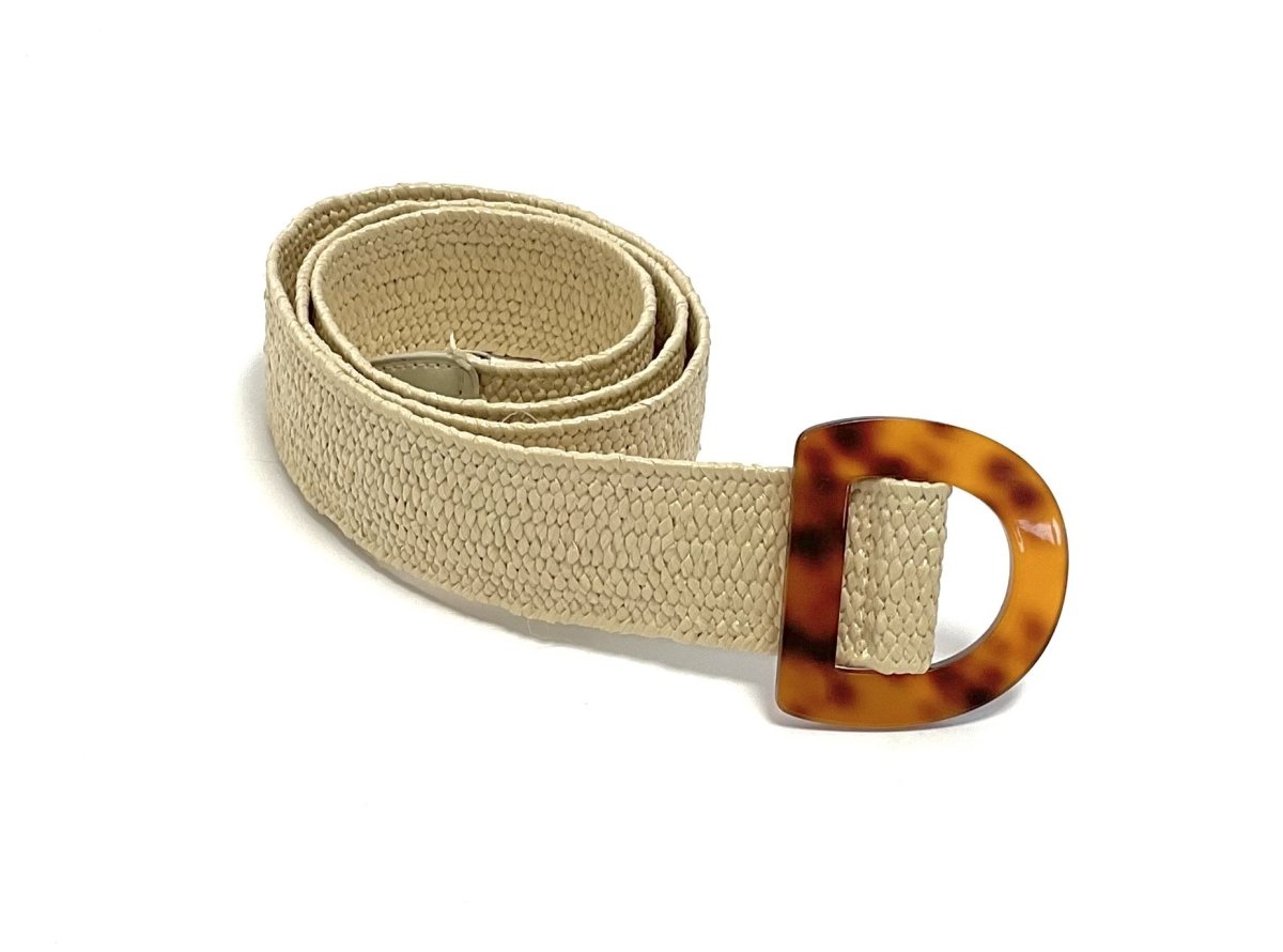 Beige Elasticated Straw Belt - Franklins