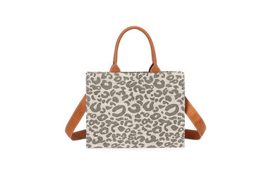 Beige & Tan Leopard Print Tote Handbag - Franklins