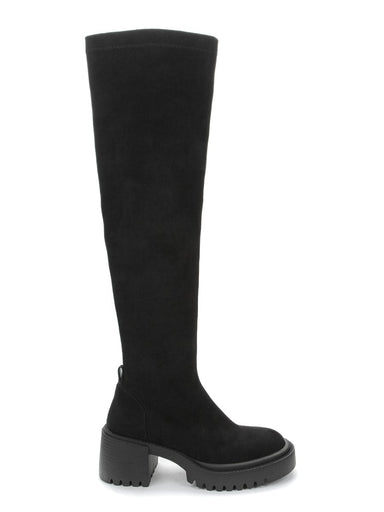 Betsy Black Faux Suede Womens Over the knee Boots - Franklins