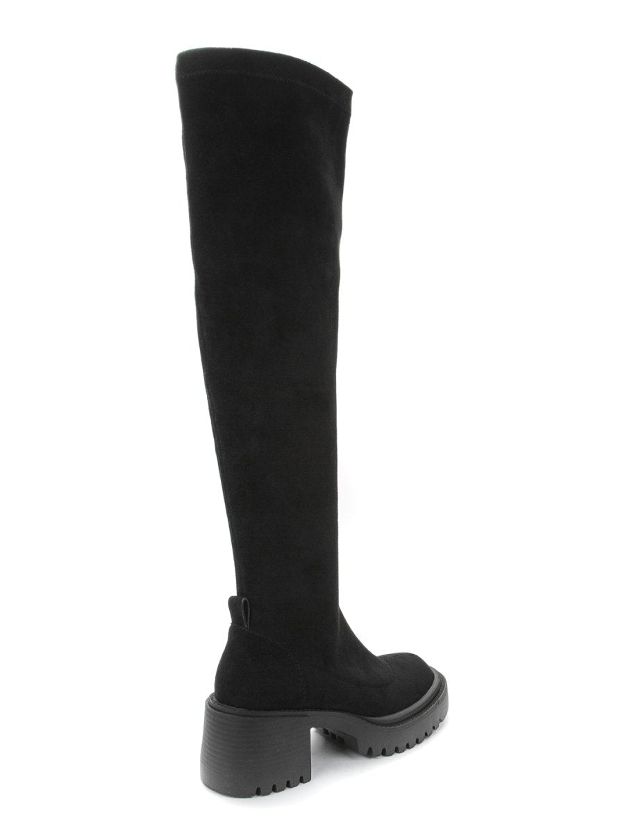 Betsy Black Faux Suede Womens Over the knee Boots - Franklins