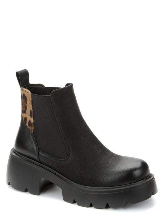 Betsy Black & Leopard Womens Ankle Boot - Franklins
