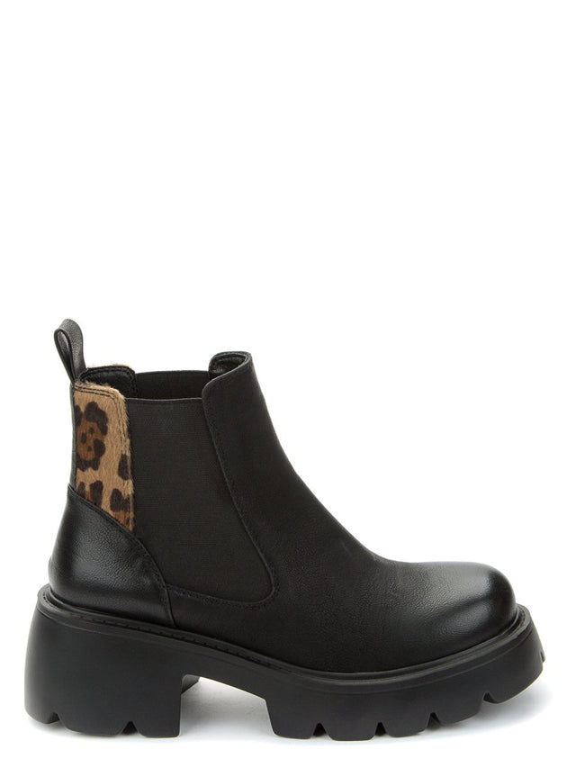 Betsy Black & Leopard Womens Ankle Boot - Franklins