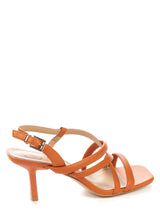 Betsy Flame Orange Kitten Heel Sandals - Franklins