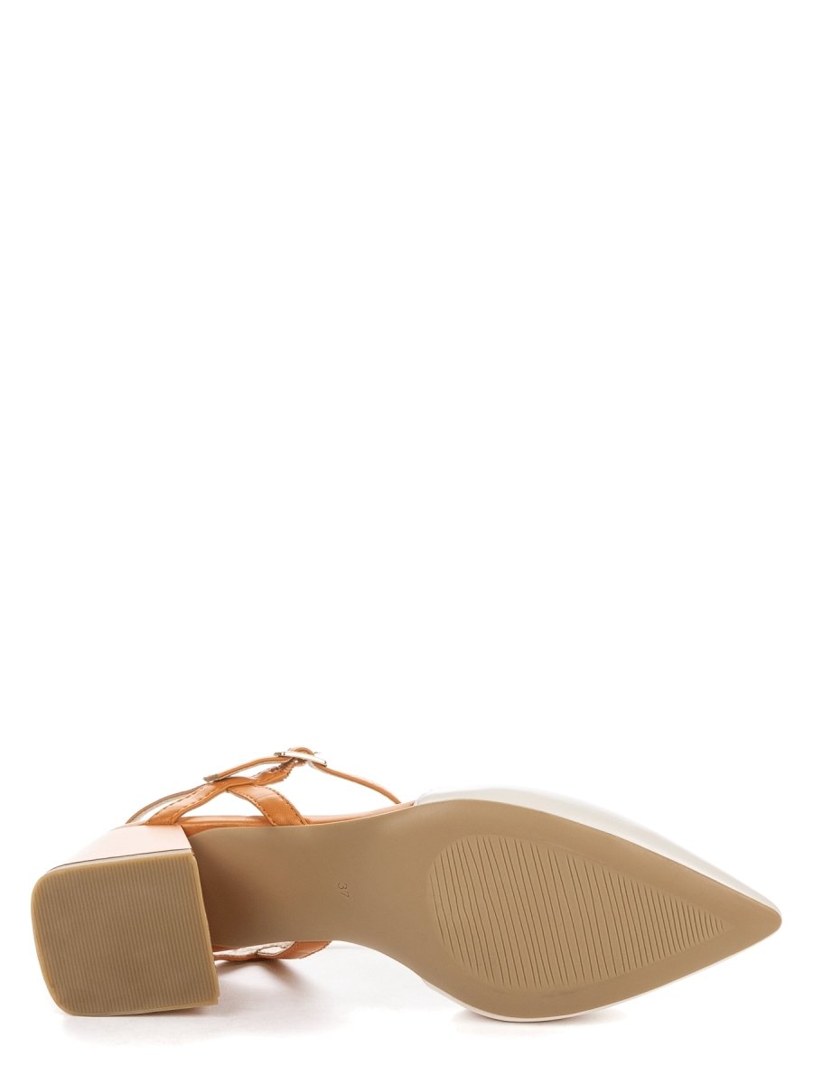 Betsy Orange & Cream Block Heel Shoes - Franklins