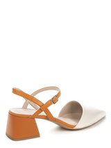 Betsy Orange & Cream Block Heel Shoes - Franklins