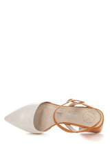 Betsy Orange & Cream Block Heel Shoes - Franklins