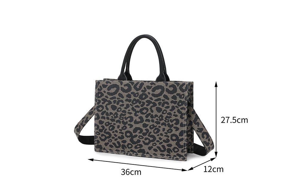 Black & Beige Leopard Print Tote Handbag - Franklins