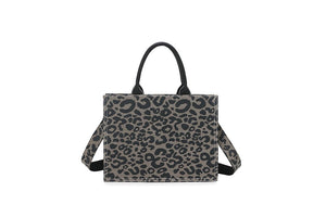 Black & Beige Leopard Print Tote Handbag - Franklins