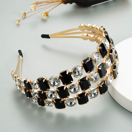 Black & Clear Crystal Three Strand Hairband - Franklins