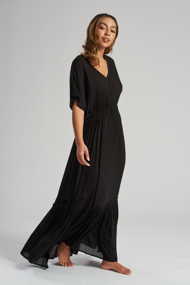 Black Crinkle Maxi Dress - Franklins