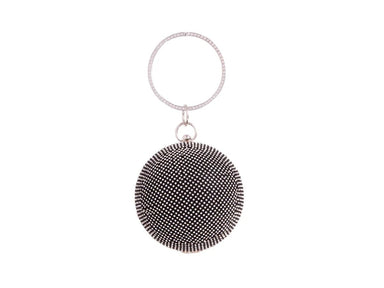 Black Diamante Encrusted Sphere Clutch Bag - Franklins