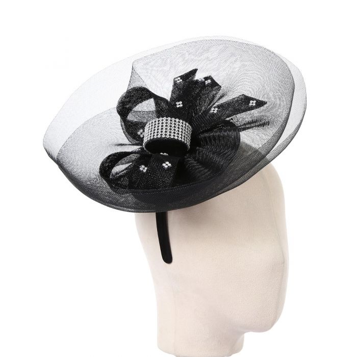 Black Diamante Halo Fascinator - Franklins